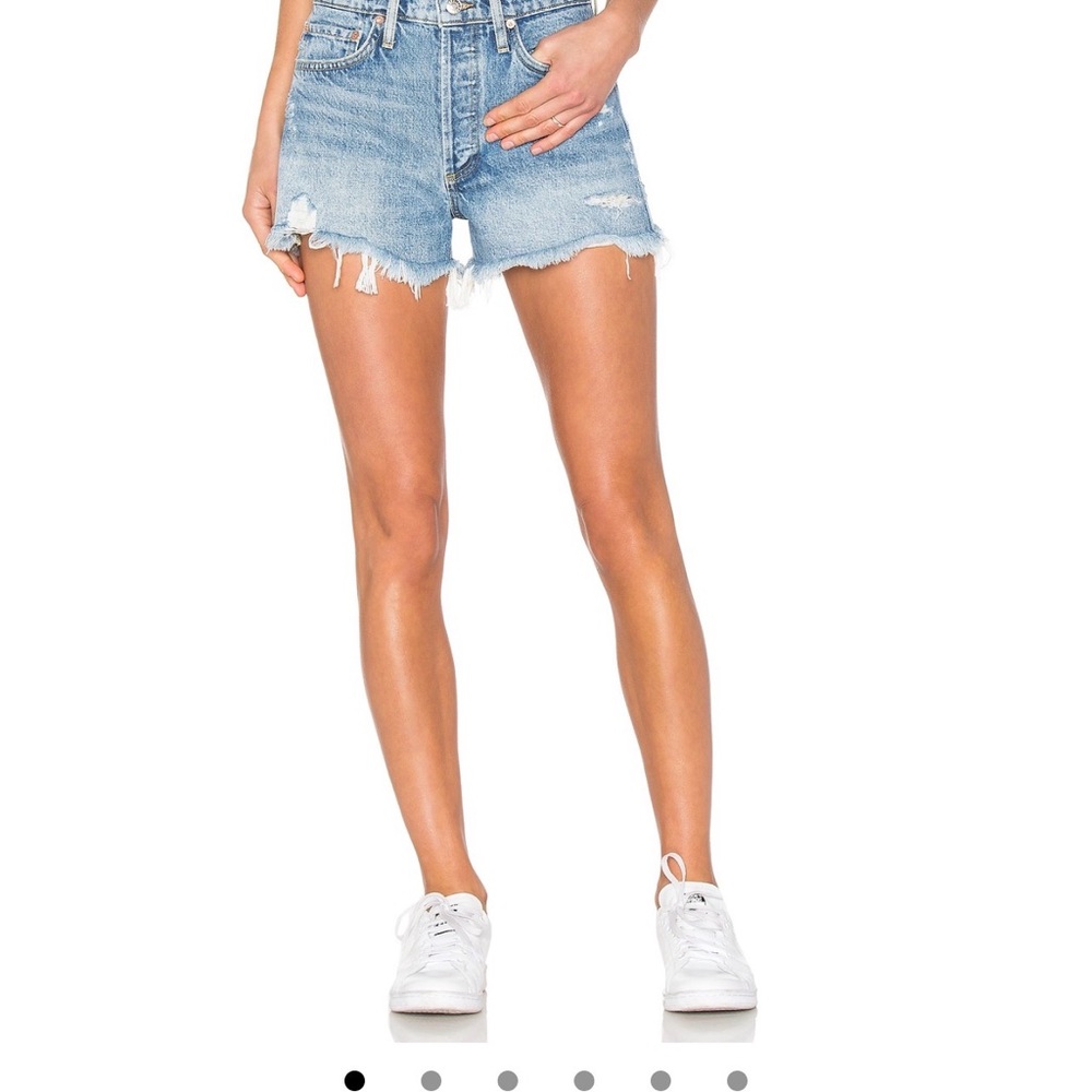 Agolde Light Blue Distressed Jean Shorts